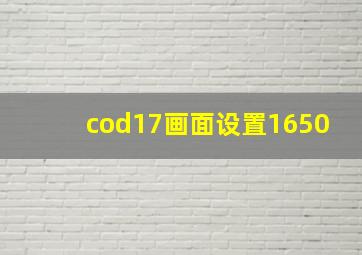 cod17画面设置1650