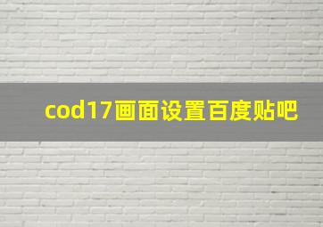 cod17画面设置百度贴吧