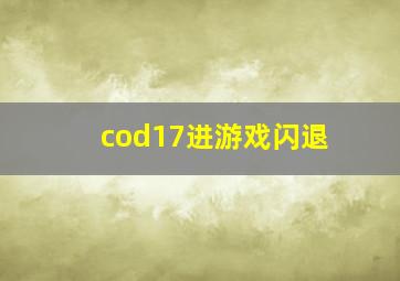 cod17进游戏闪退