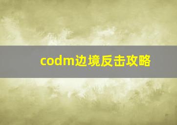 codm边境反击攻略