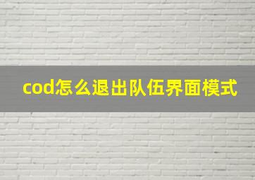 cod怎么退出队伍界面模式