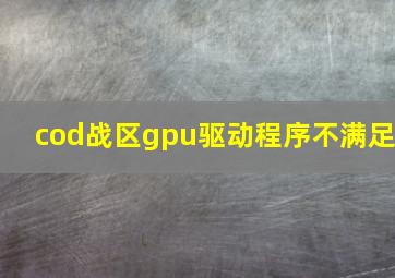 cod战区gpu驱动程序不满足