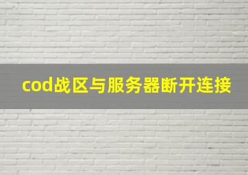 cod战区与服务器断开连接