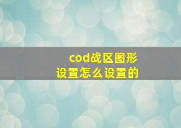 cod战区图形设置怎么设置的