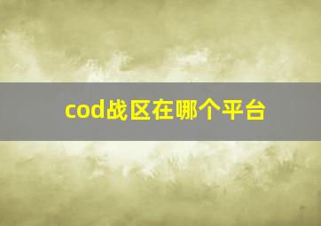 cod战区在哪个平台