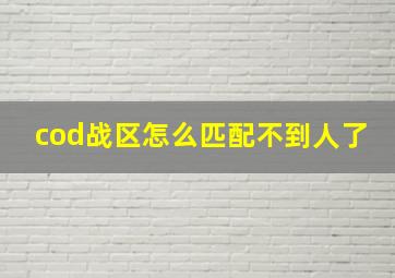 cod战区怎么匹配不到人了