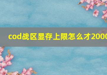 cod战区显存上限怎么才2000