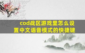 cod战区游戏里怎么设置中文语音模式的快捷键