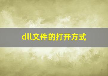 dll文件的打开方式