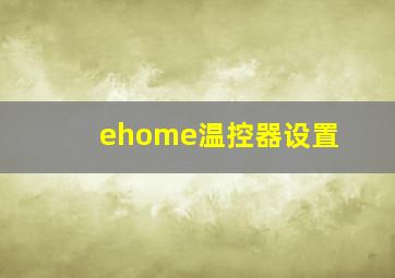 ehome温控器设置