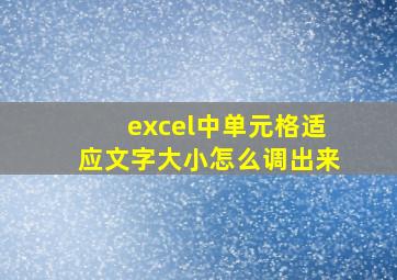 excel中单元格适应文字大小怎么调出来