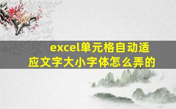 excel单元格自动适应文字大小字体怎么弄的