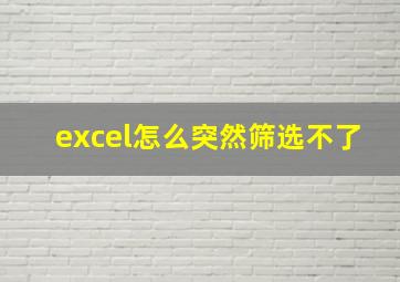 excel怎么突然筛选不了