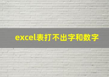 excel表打不出字和数字