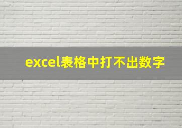 excel表格中打不出数字