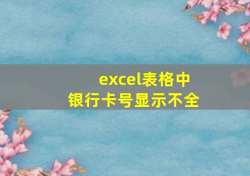 excel表格中银行卡号显示不全