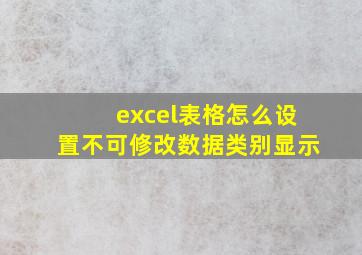 excel表格怎么设置不可修改数据类别显示