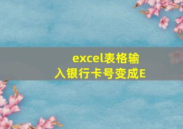 excel表格输入银行卡号变成E