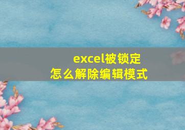 excel被锁定怎么解除编辑模式