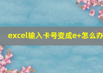 excel输入卡号变成e+怎么办