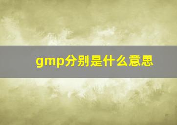 gmp分别是什么意思