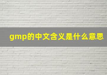 gmp的中文含义是什么意思