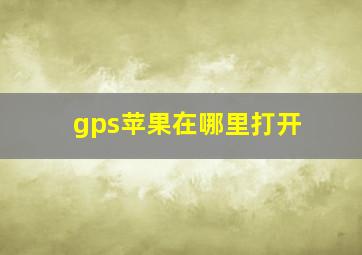 gps苹果在哪里打开