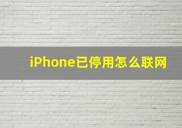 iPhone已停用怎么联网