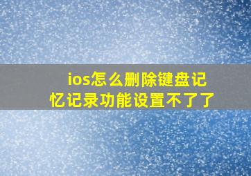 ios怎么删除键盘记忆记录功能设置不了了