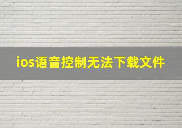 ios语音控制无法下载文件