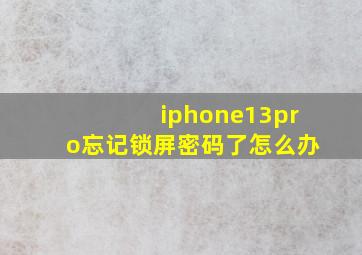 iphone13pro忘记锁屏密码了怎么办