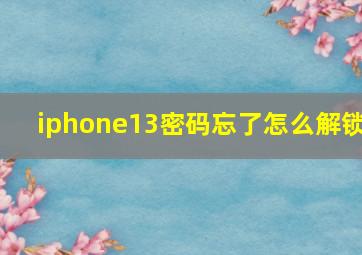 iphone13密码忘了怎么解锁