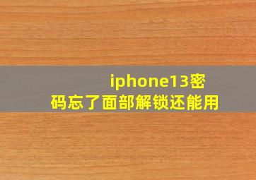 iphone13密码忘了面部解锁还能用