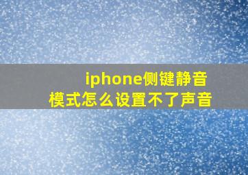 iphone侧键静音模式怎么设置不了声音