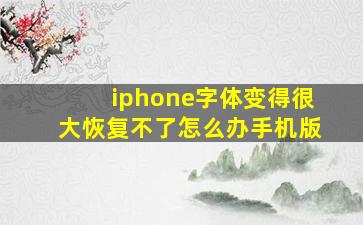 iphone字体变得很大恢复不了怎么办手机版