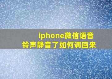 iphone微信语音铃声静音了如何调回来