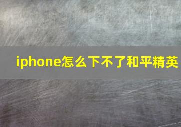 iphone怎么下不了和平精英