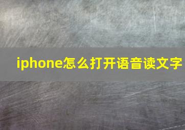 iphone怎么打开语音读文字