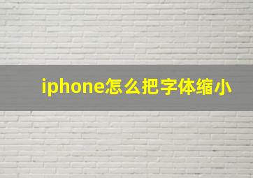 iphone怎么把字体缩小