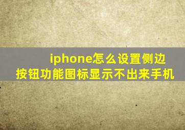 iphone怎么设置侧边按钮功能图标显示不出来手机