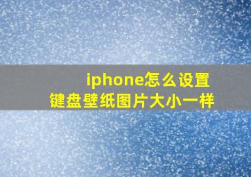 iphone怎么设置键盘壁纸图片大小一样