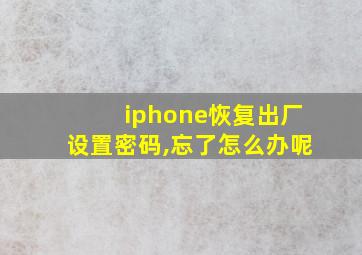 iphone恢复出厂设置密码,忘了怎么办呢