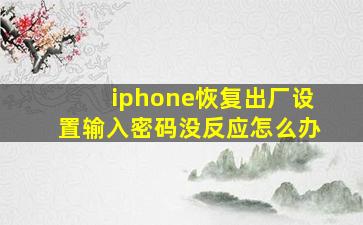 iphone恢复出厂设置输入密码没反应怎么办