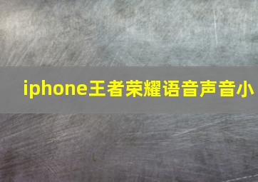 iphone王者荣耀语音声音小