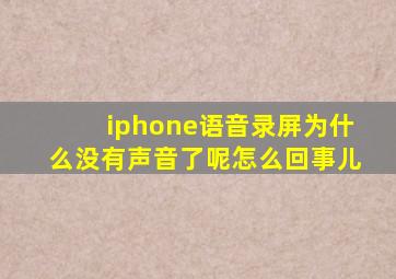 iphone语音录屏为什么没有声音了呢怎么回事儿