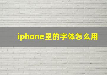 iphone里的字体怎么用