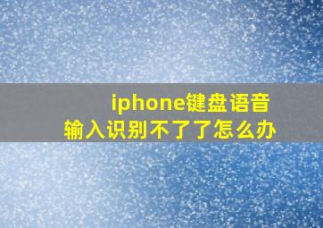 iphone键盘语音输入识别不了了怎么办