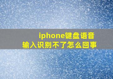 iphone键盘语音输入识别不了怎么回事