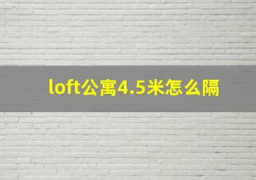 loft公寓4.5米怎么隔