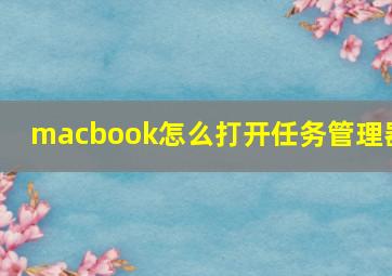 macbook怎么打开任务管理器